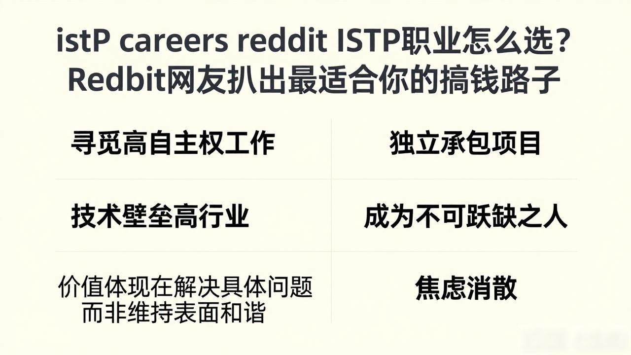 istp careers reddit ISTP职业怎么选？Reddit网友扒出最适合你的搞钱路子